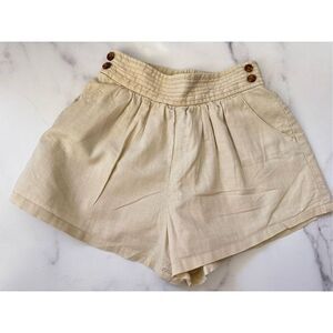 Janie & Jack girls size 6 year red high waisted linen shorts cotton khaki vintag